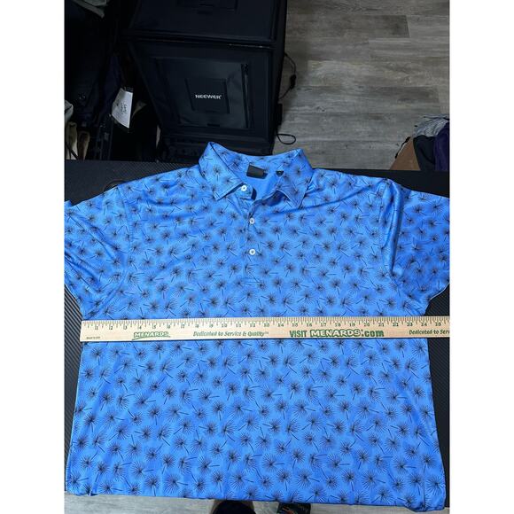 Dunning Boswell Jersey Performance Polo Surf Blue All Over Floral Print Size XL - Picture 4 of 11